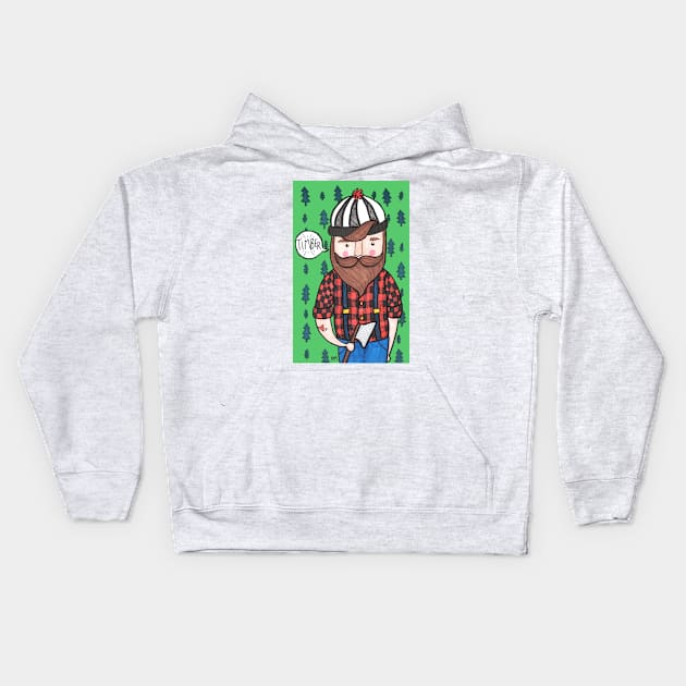 Timber Lumberjack Kids Hoodie by RuthMCreative